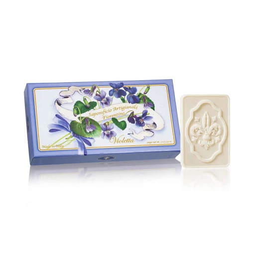 SAPONIFICIO ARTIGIANALE FIORENTINO Astuccio Violetta - 3x125g 1 SAPONIFICIO ARTIGIANALE FIORENTINO Astuccio Violetta - 3x125g